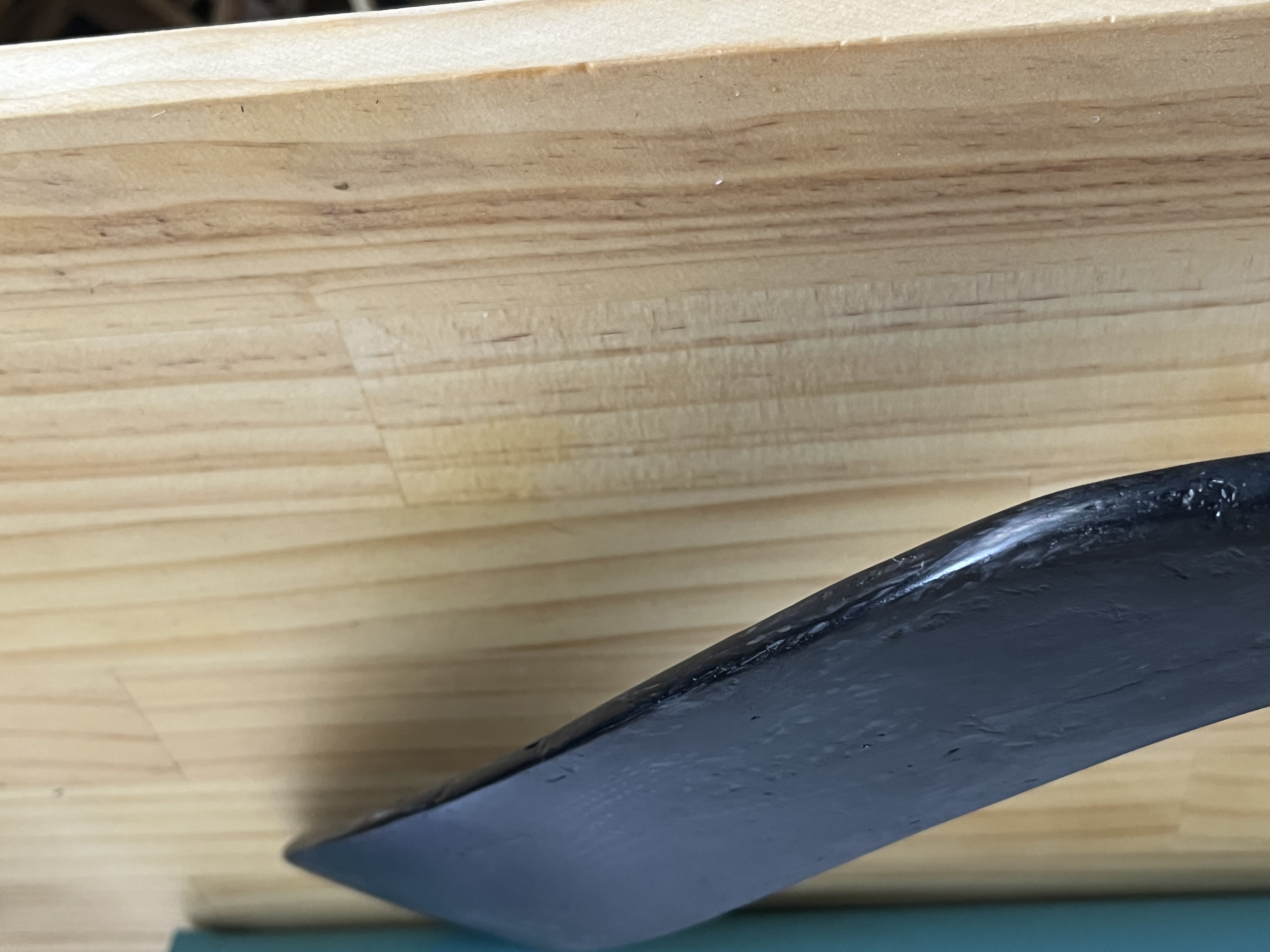 Close-up of the rebuilt toe and edge